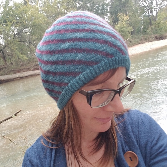 Handknit Hat with Spirals - Picture 2 of 4